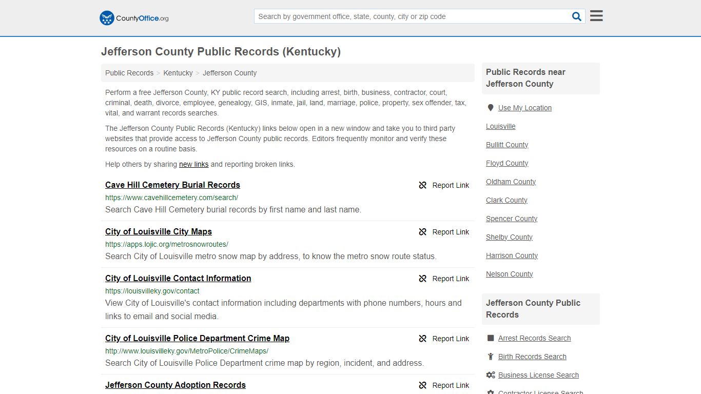 Public Records - Jefferson County, KY (Business, Criminal, GIS ...